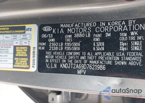 2013 Kia Soul + z USA, uszkodzony, nr VIN KNDJT2A69D7621986